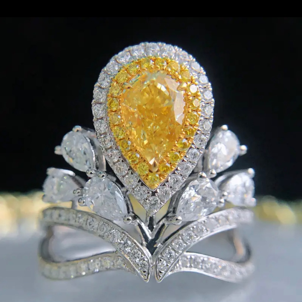 798 Ct Simulated Diamond Adjustable Ring 68$